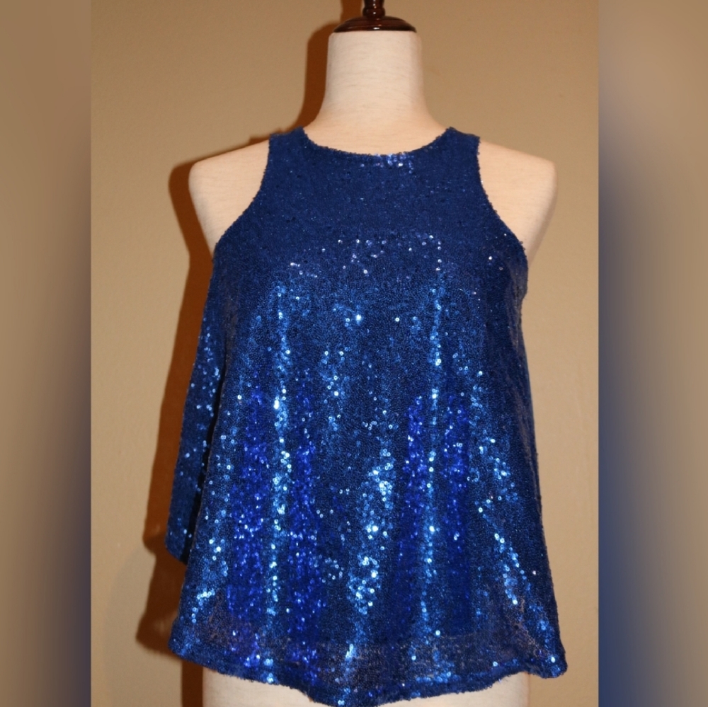 Stella Tweed Royal blue medium sequin tank